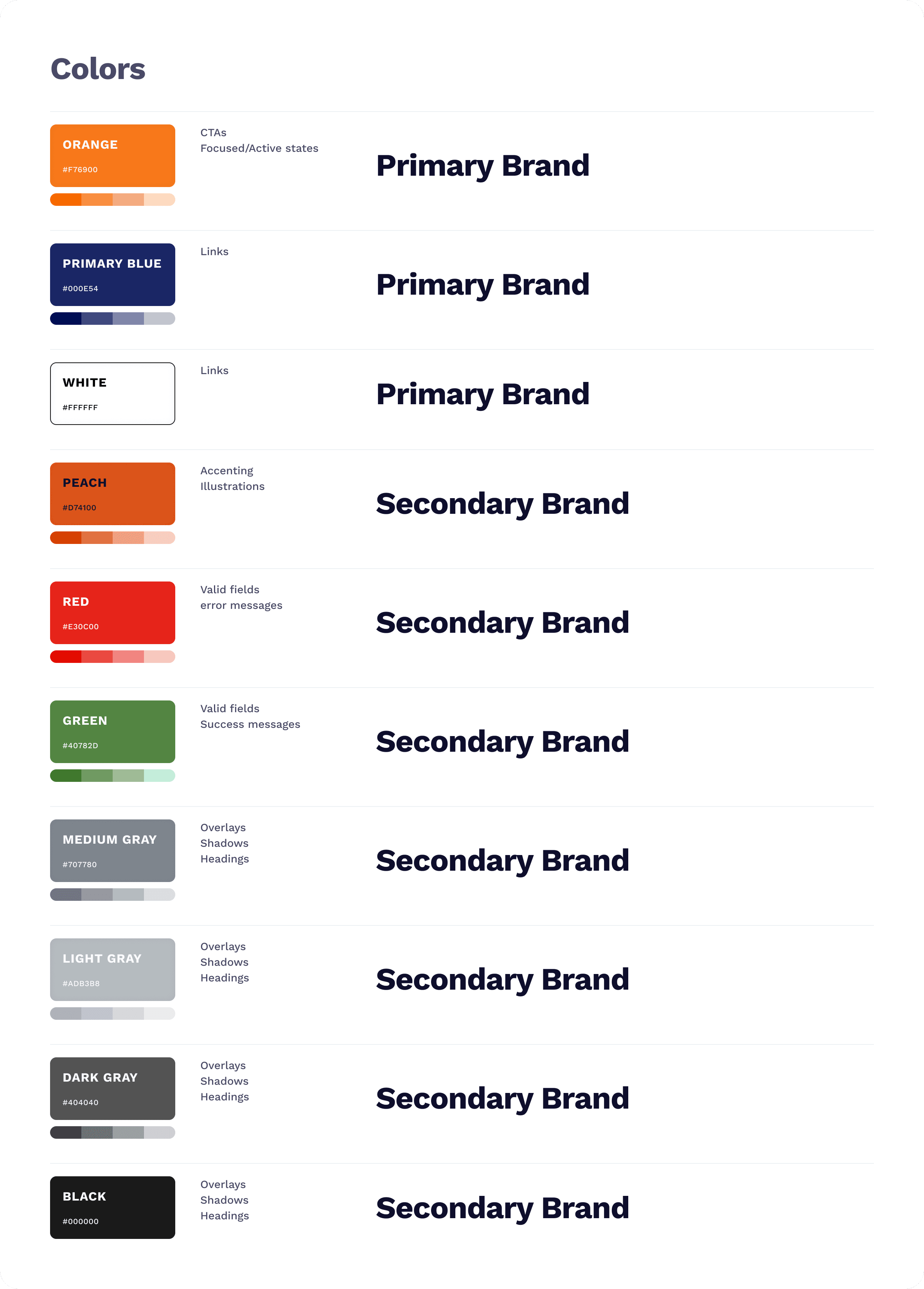 Color palette, Syracuse orange and navy as primary brand colors